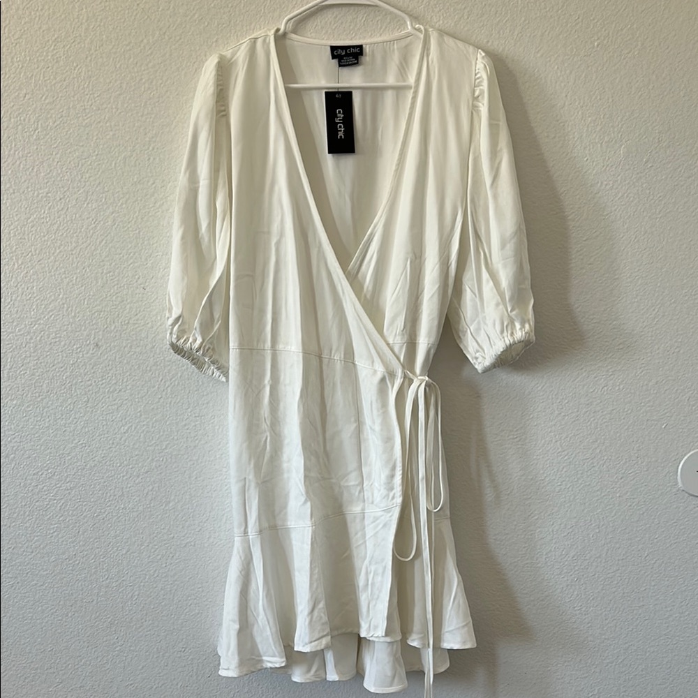 City Chic Elegant White Wrap Dress